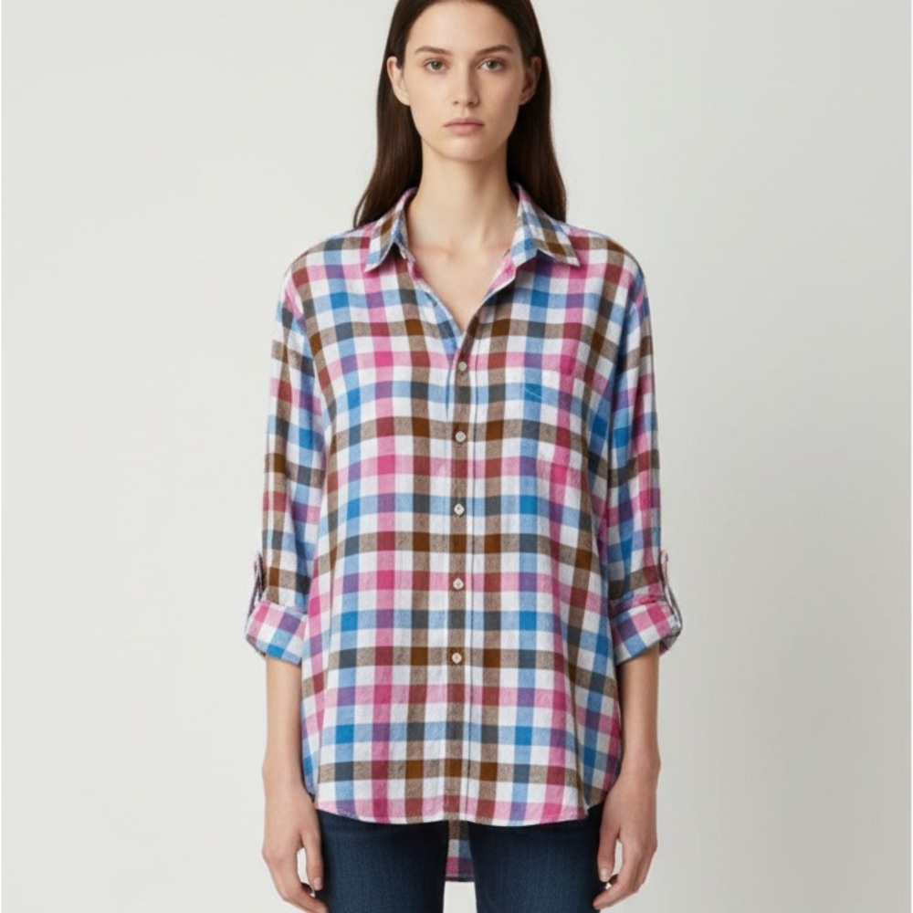 Boden Multicolor Plaid Button-Down Shirt in Pink, Blue & Brown